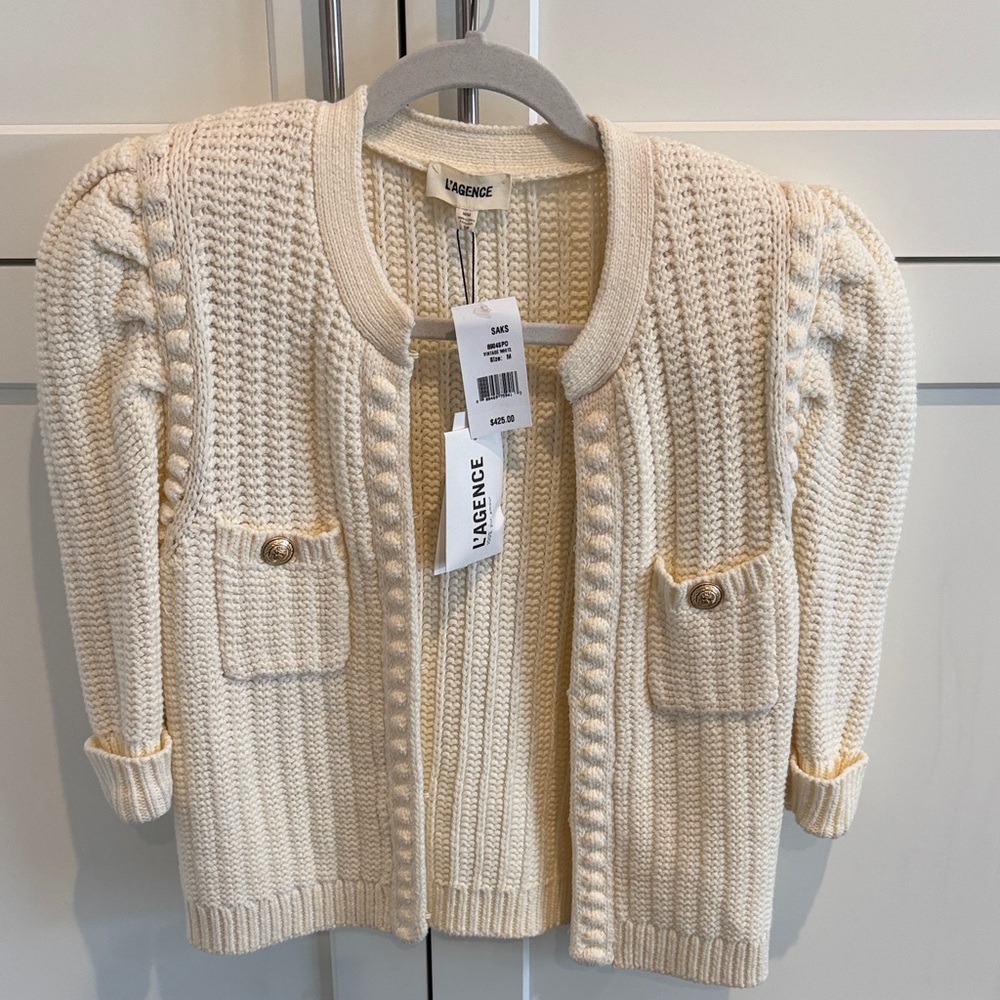 L'AGENCE Cream Textured Cardigan